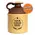 Customizable ceramic moonshine jug with brown top, cream base, cork stopper, and a placeholder “Your Logo Here” design on the front label.